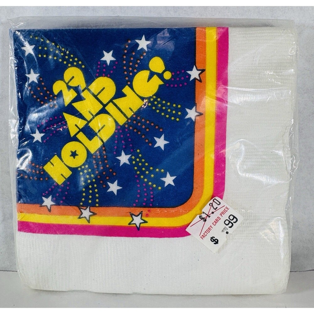 Vintage 29 AND Holding Birthday Party Napkins New Old Stock Sealed 16 Pk 10”x10”